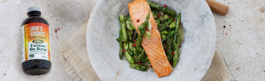 Seared Organic Salmon With Asparagus & Udo's Choice Salsa
