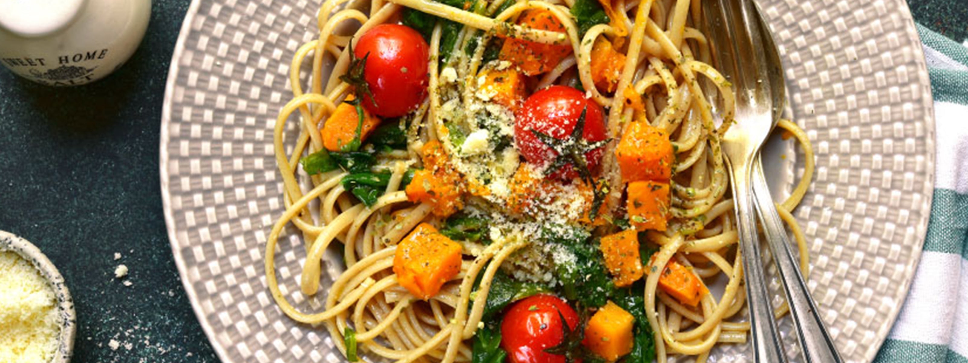 Roasted Seasonal Vegetables Spaghetti – Udo's Choice