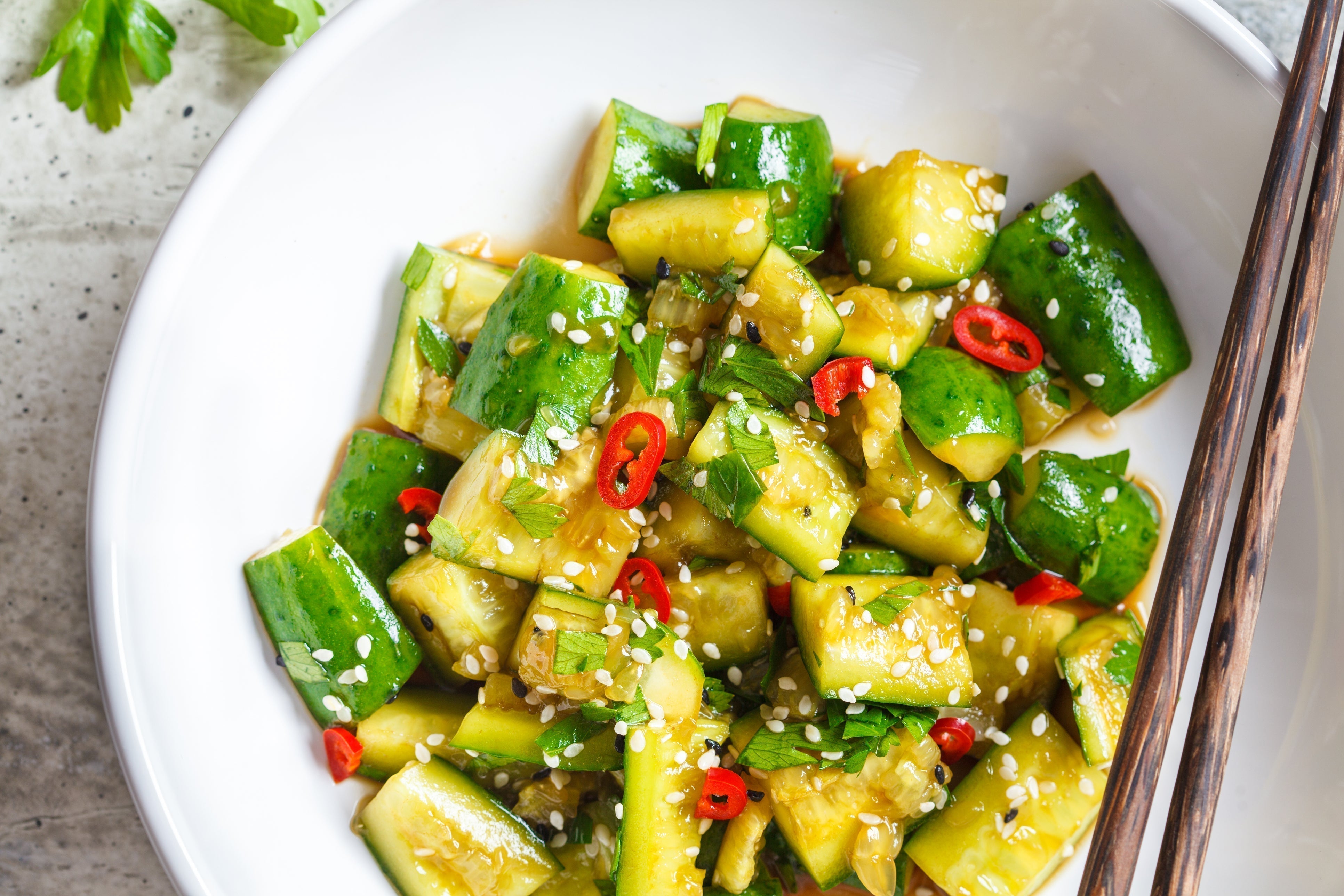 Smashed cucumber salad