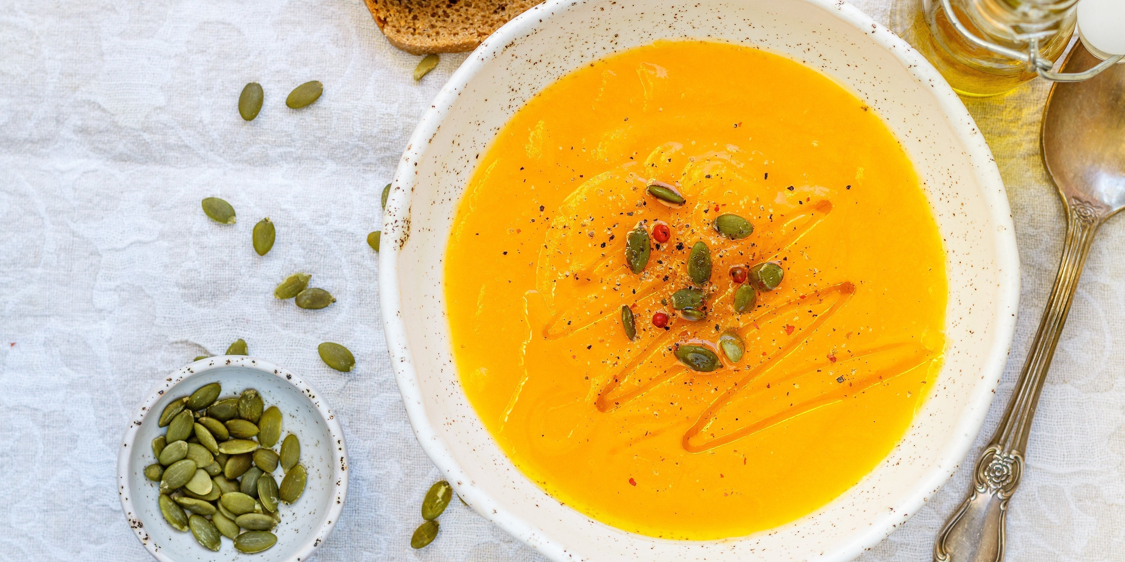 Creamy Butternut Squash & Ginger Soup with Udo’s Oil Drizzle